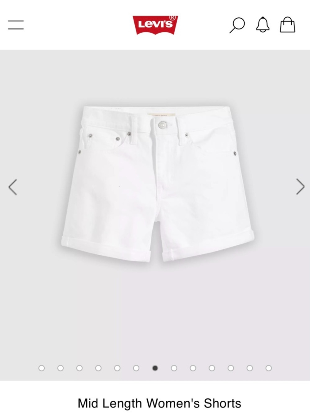 Levi's White Mid-Length Denim Shorts with Cuffed Hem